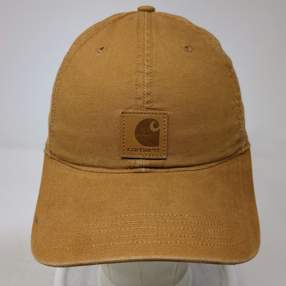 Carhartt Baseball Cap Brown One Size Leather Logo Patch Adjustable Strap Hat