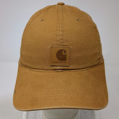 Carhartt Baseball Cap Brown One Size Leather Logo Patch Adjustable Strap Hat