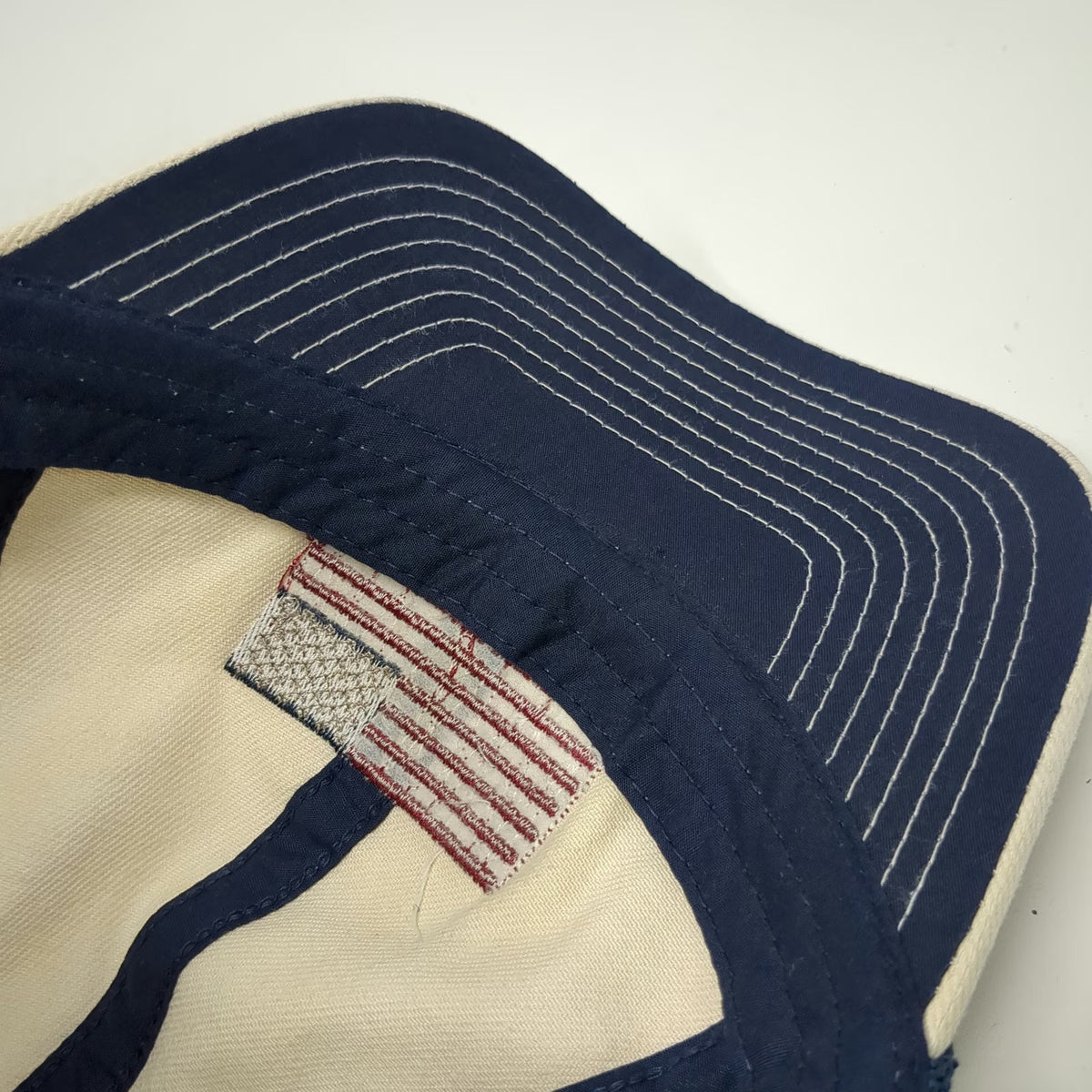 White Blue Trucker Hat One Size American Flag Patch Distressed Mesh Snapback