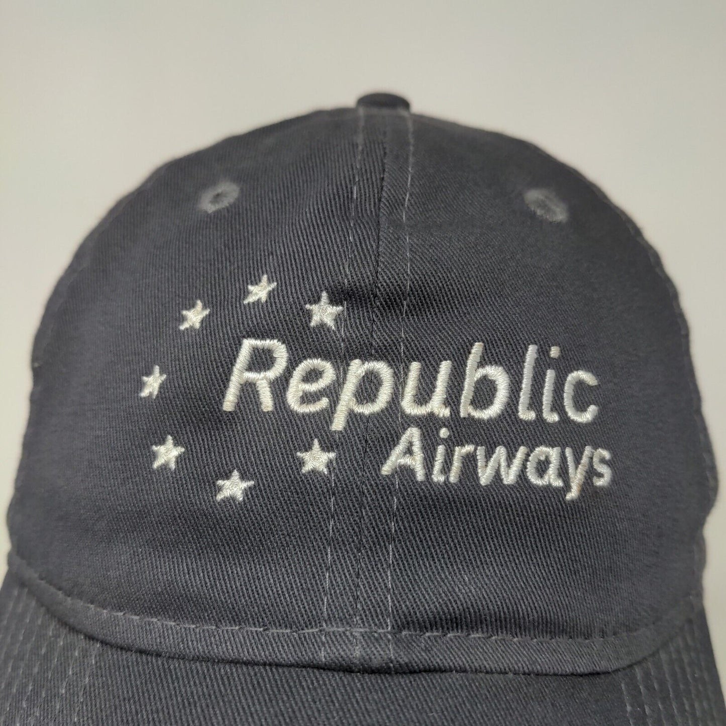 New Era Men's Slideback Hat Gray Size OSFM Embroidered Republic Airways Cotton