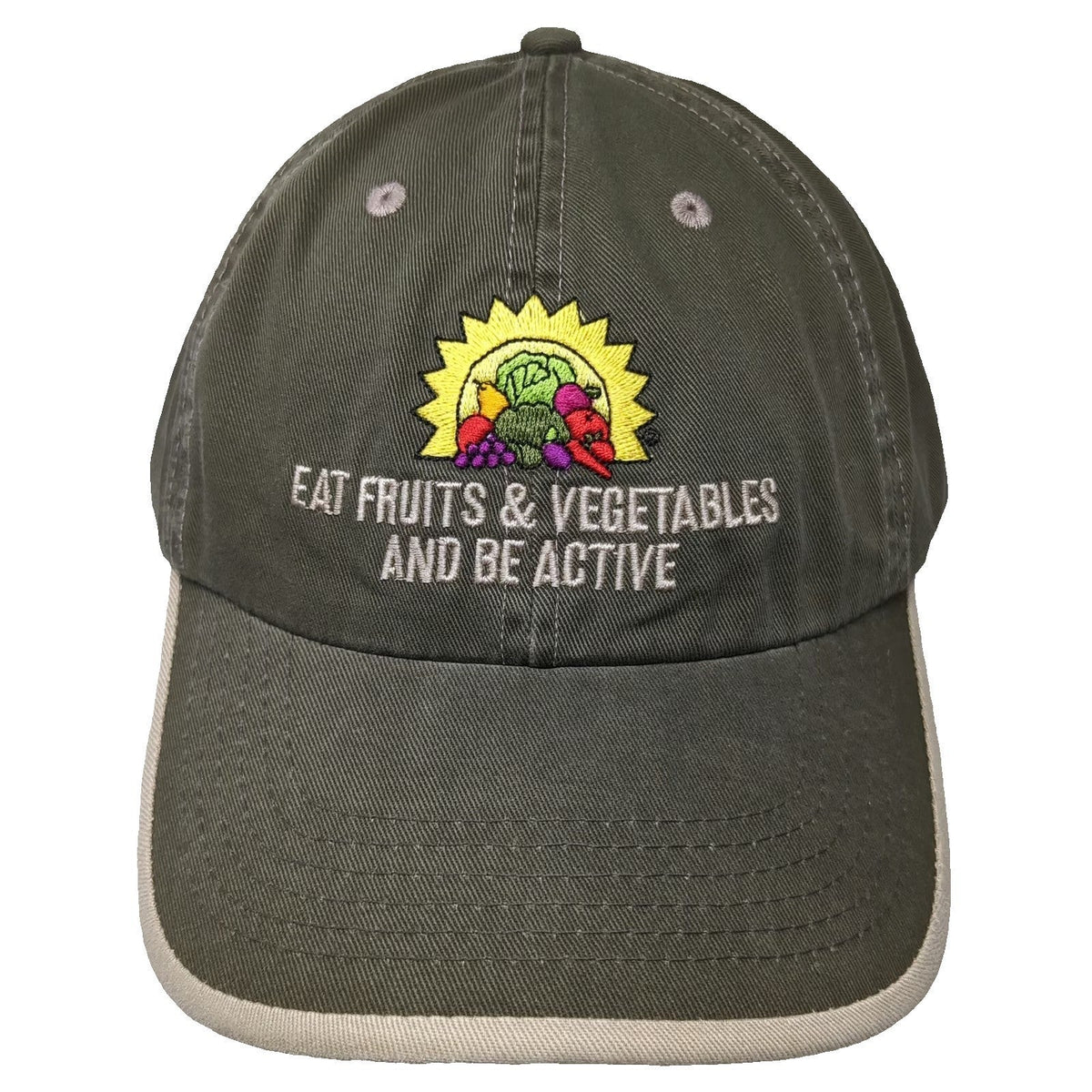 Green Baseball Cap One Size Eat Fruits Vegetables Active Strapback Hat Contrast