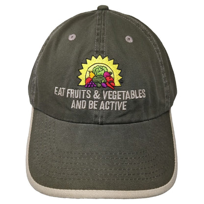 Green Baseball Cap One Size Eat Fruits Vegetables Active Strapback Hat Contrast