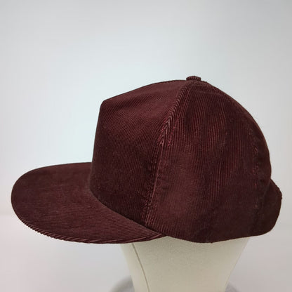 University Square Snapback Hat Red One Size 5 Panel Corduroy Made in USA Blank