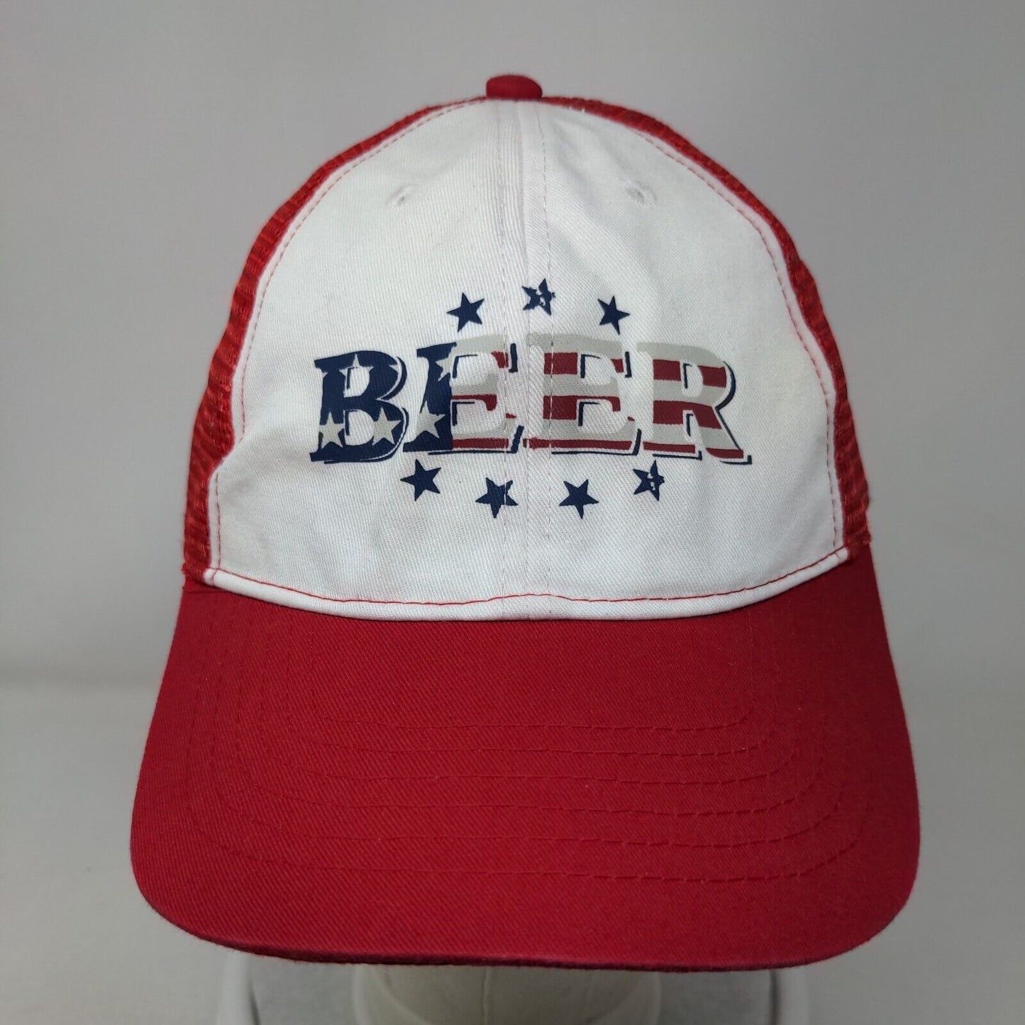 Beer Snapback Mesh Back Trucker Hat Red OSFA Colorblock Infinity