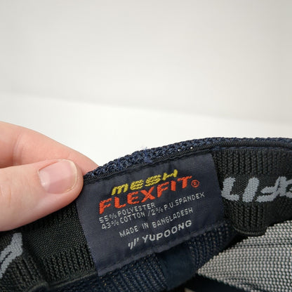 Idaho EKG Heartbeat Fitted Mesh Back Trucker Hat Blue One Size Flexfit