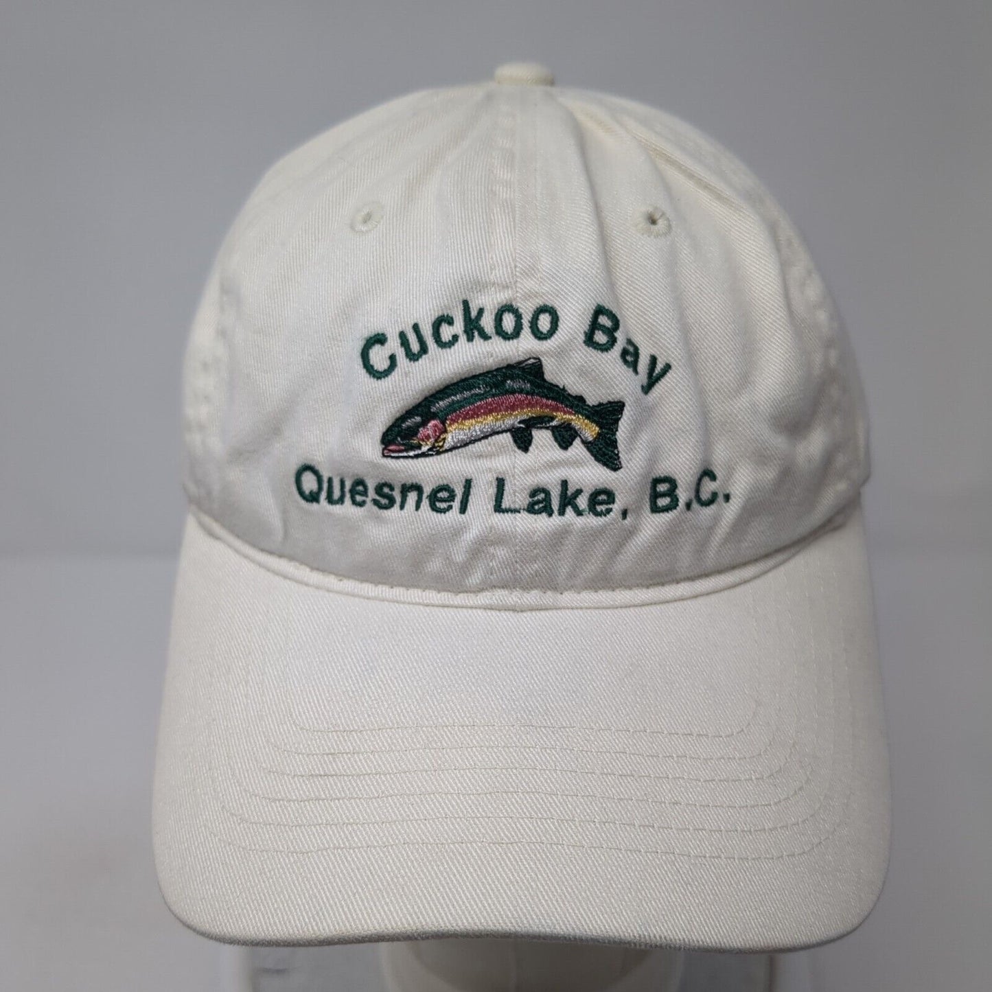 Cuckoo Bay Quesnel Lake B.C. Strapback Hat White Cream One Size Outdoor