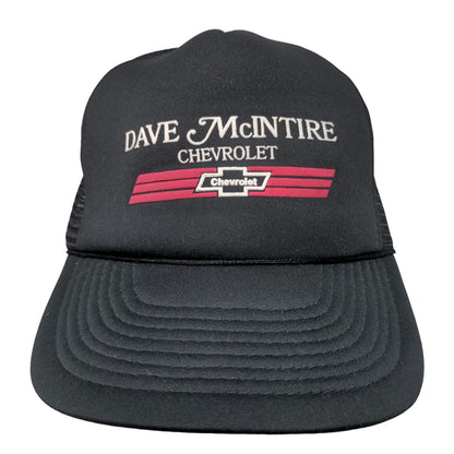 Dave McIntire Chevrolet Men's Snapback Mesh Back Trucker Hat Black OSFA Vintage