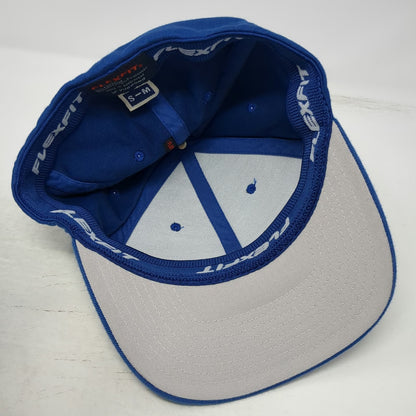 Flexfit Baseball Cap Blue M Glamis Script Logo Curved Brim Structured Hat