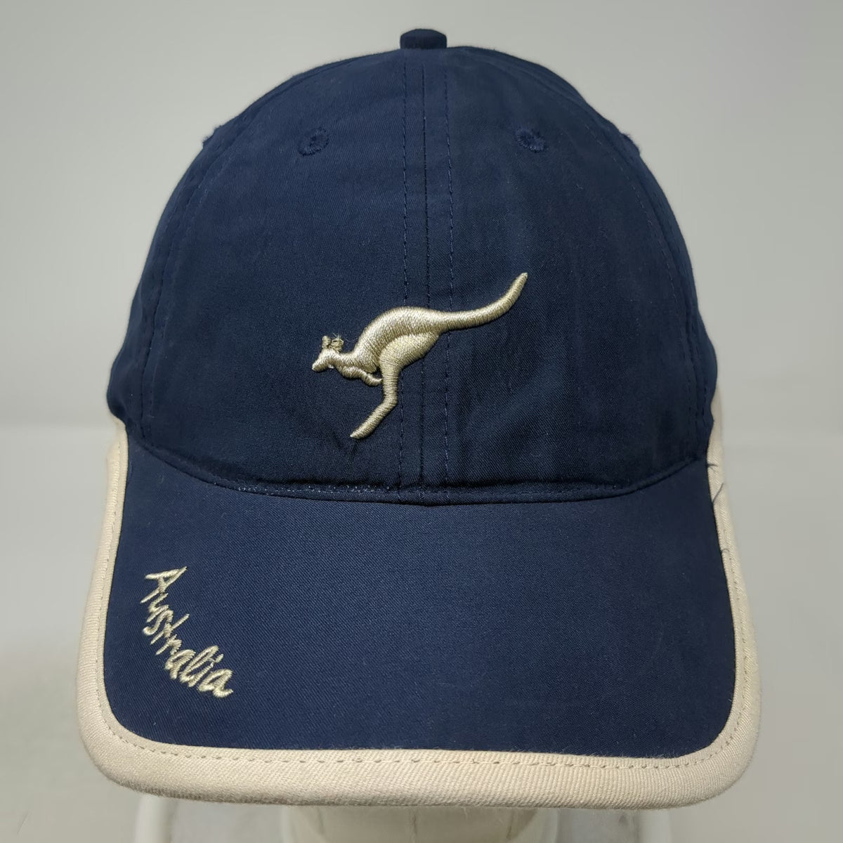 Blue One Size Baseball Cap Australia Kangaroo Embroidered Piping Script Hat