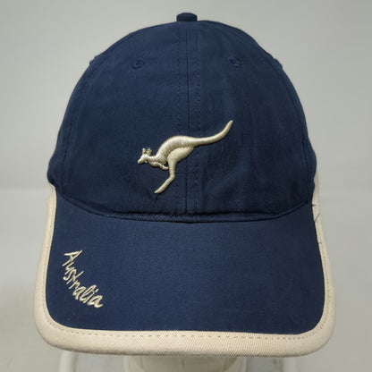 Blue One Size Baseball Cap Australia Kangaroo Embroidered Piping Script Hat