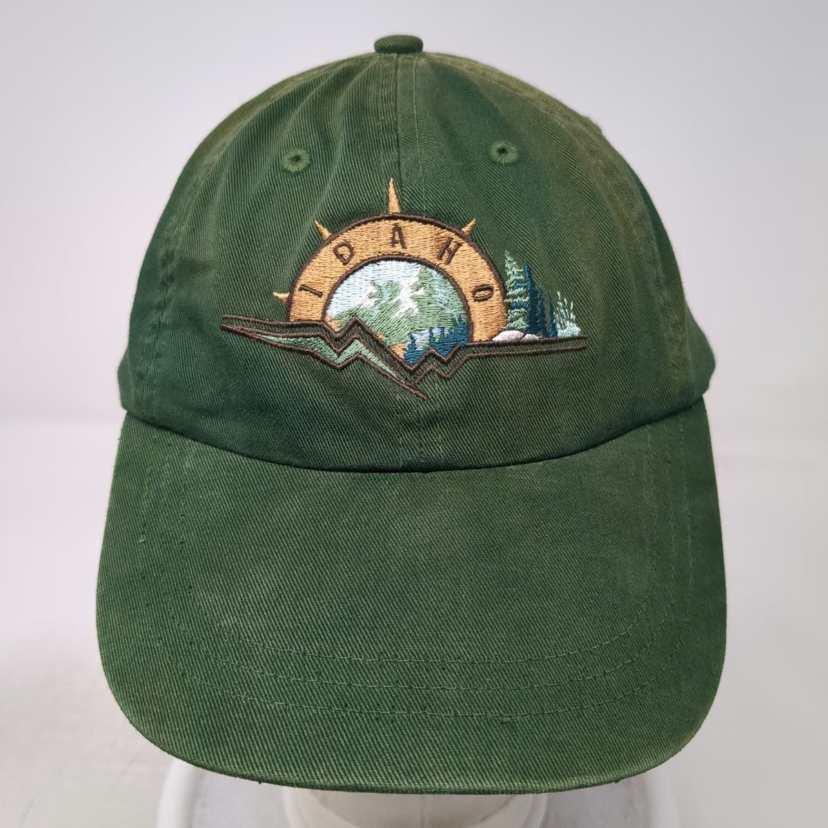 Lucky Stars Baseball Cap Green One Size Idaho Landscape Graphic Slideback Hat