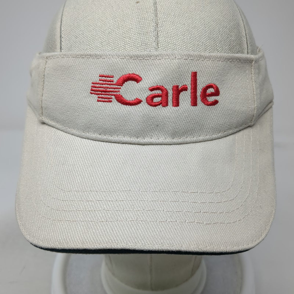 Carle Logo Visor Hat Beige Red Blue One Size Strapback Cotton Embroidered Curved