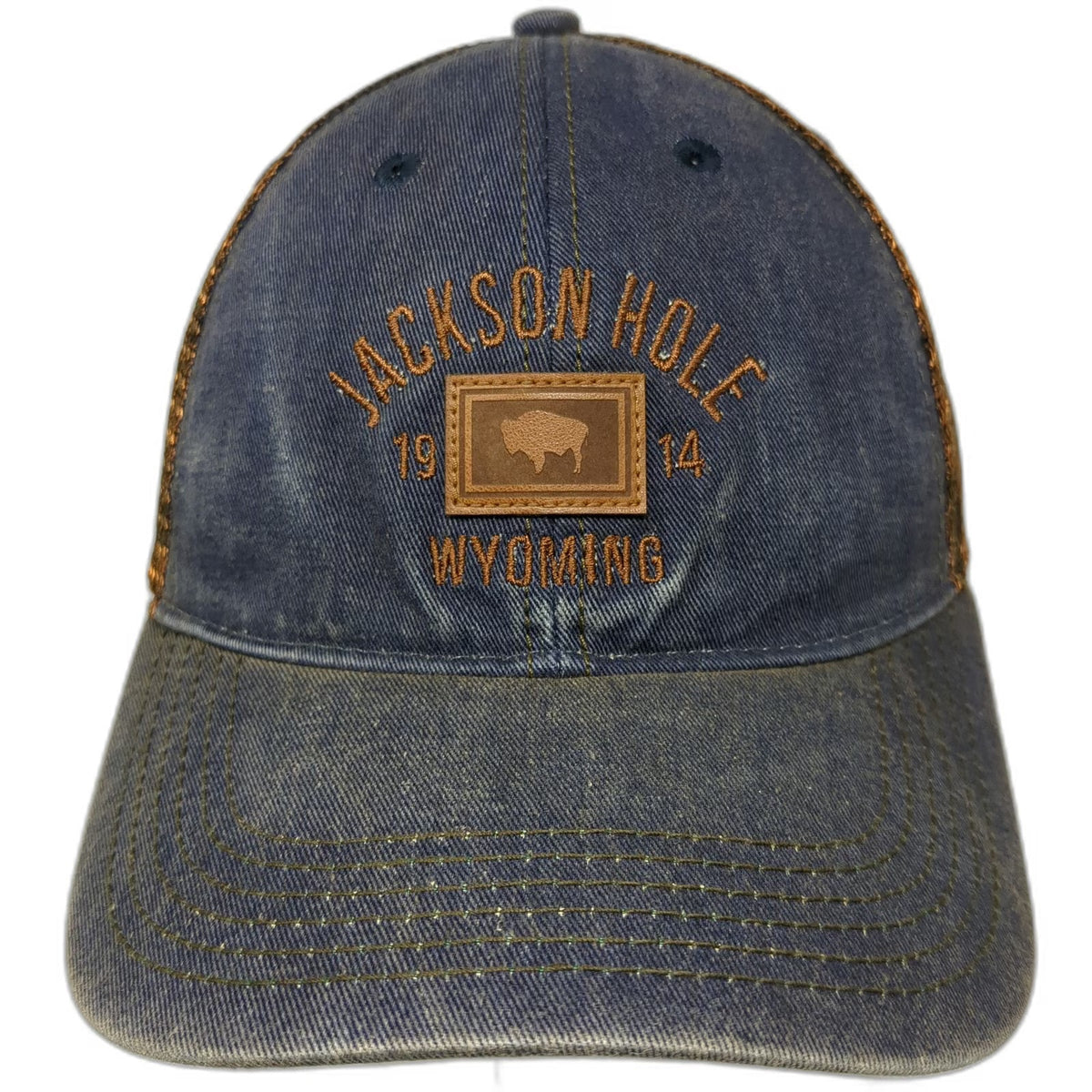 Legacy Trucker Hat Blue One Size Jackson Hole Wyoming Buffalo Patch Snapback