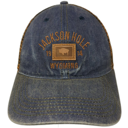 Legacy Trucker Hat Blue One Size Jackson Hole Wyoming Buffalo Patch Snapback