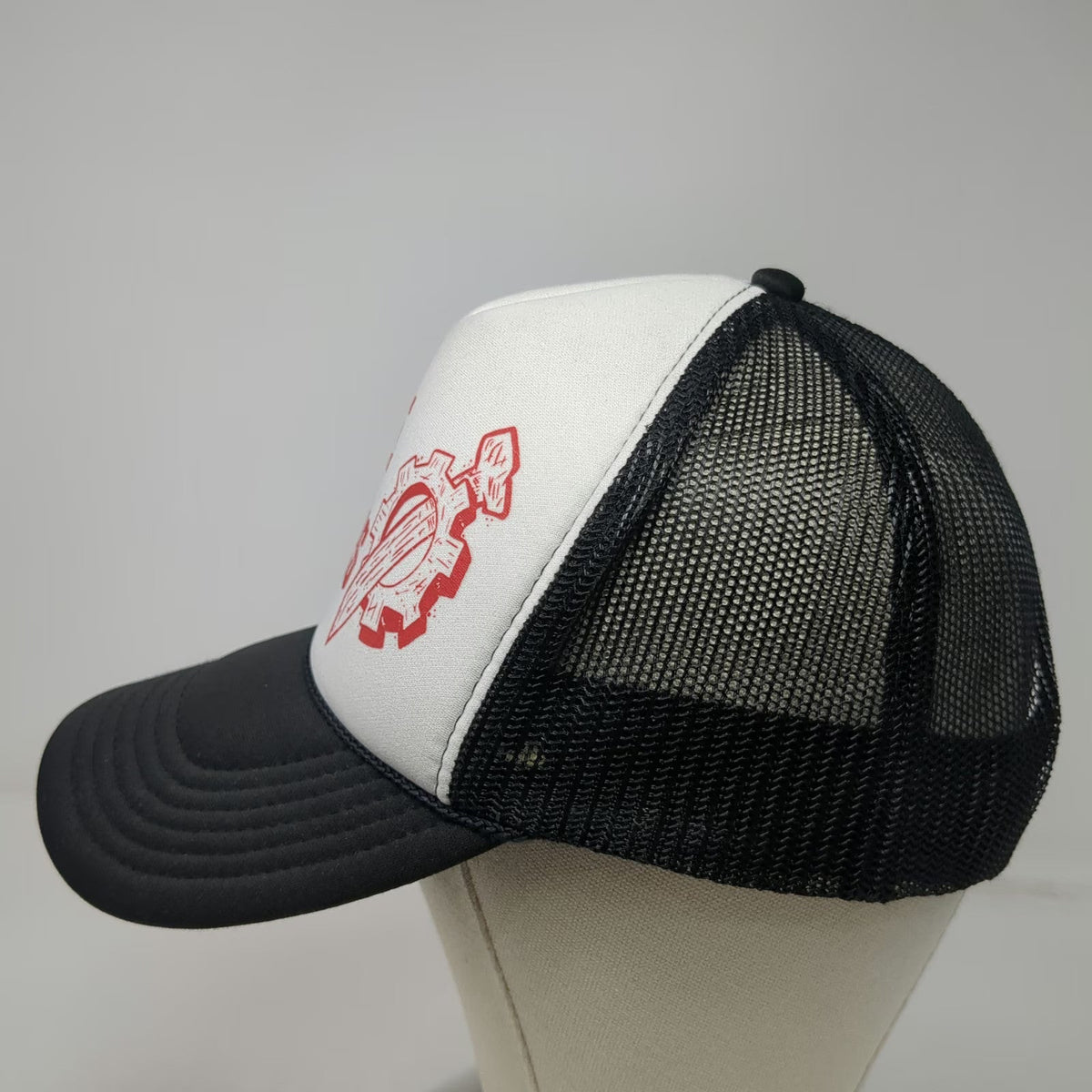 OTTO Trucker Hat Black One Size Spike Coggins Logo Mesh Snapback Foam Front