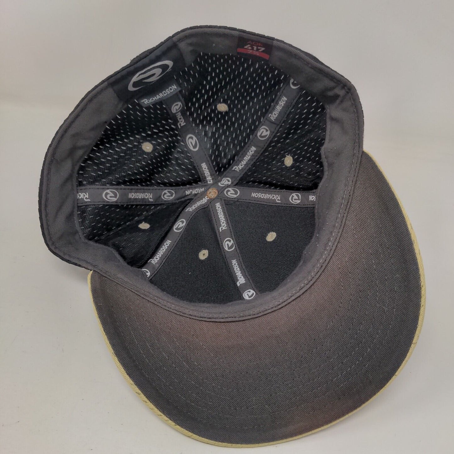 Richardson Fitted Hat Black Size 7 3/8 Breathable Vented Holes 6 Panel Blank