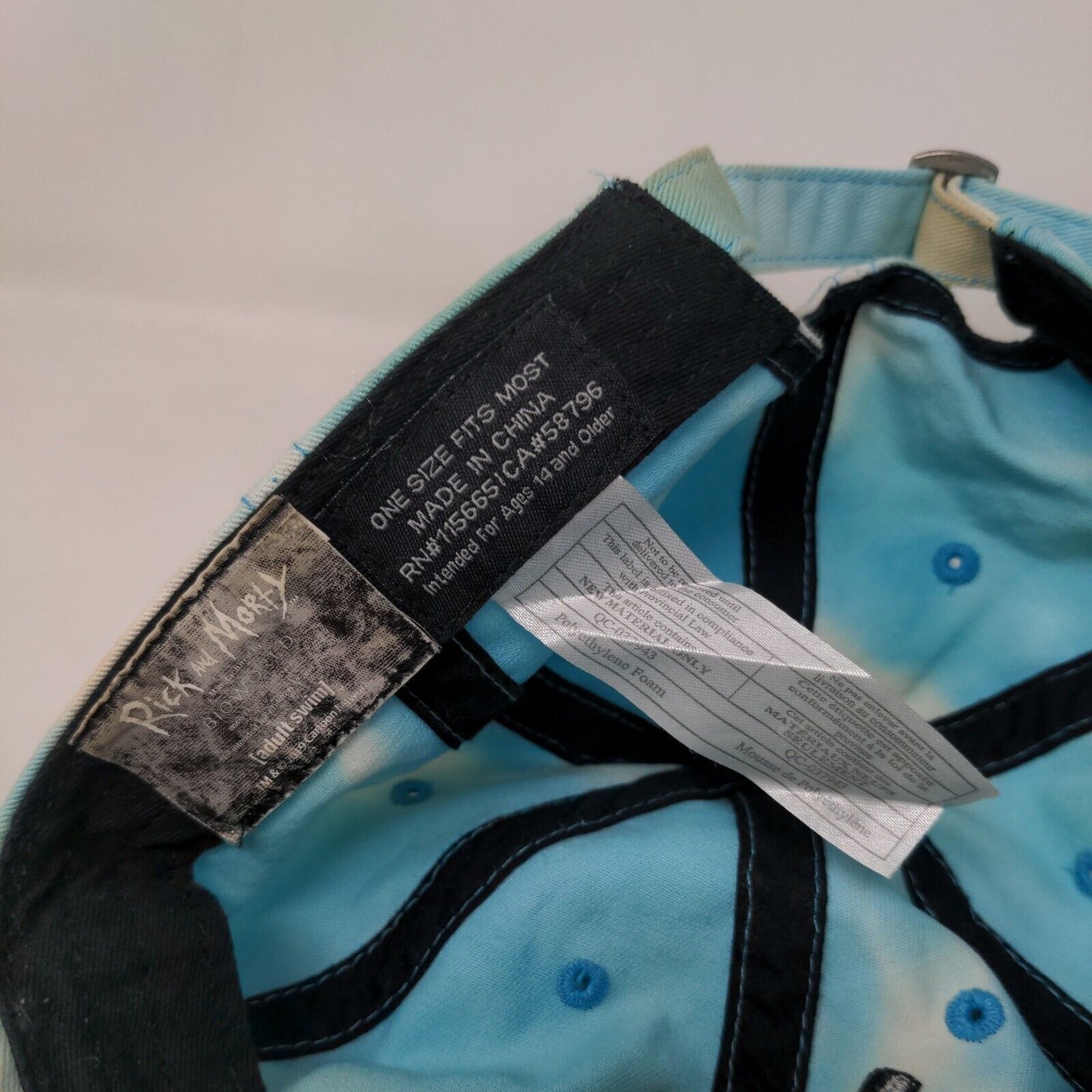 Rick And Morty Slideback Hat Blue OSFM Adjustable Embroidered Tie Dye