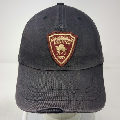 Abercrombie & Fitch Baseball Cap Blue One Size Leather Strapback Camel Patch Hat