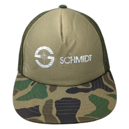 Schmidt 5 Panel Green Brown Black White One Size Hat Mesh Snapback Camo Tree