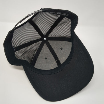 Richardson Snapback Mesh Back Trucker Hat Black One Size Leather Patch