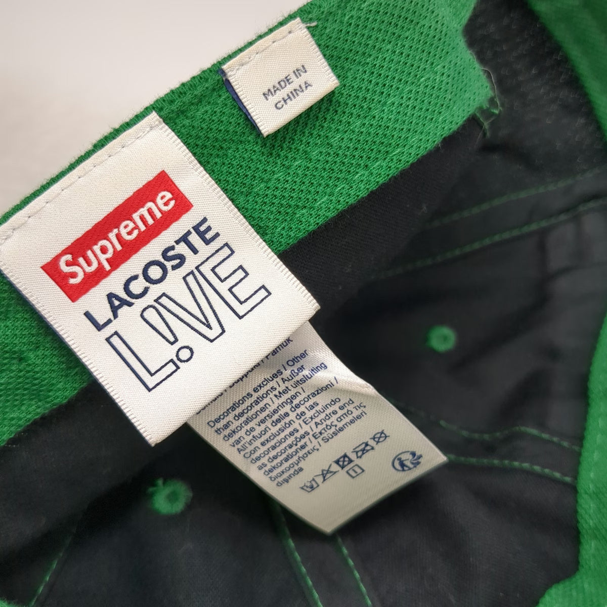 Supreme Lacoste L!ve Green Baseball Cap Hat Zipper Pocket Strapback Cotton