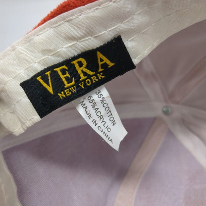Vera New York Baseball Cap Orange One Size Blank Faux Suede Hat Slideback Buckle
