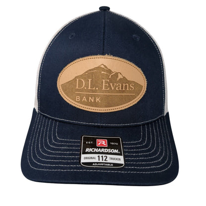 D.L. Evans Bank Patch Mesh Back Trucker Hat Blue One Size Richardson