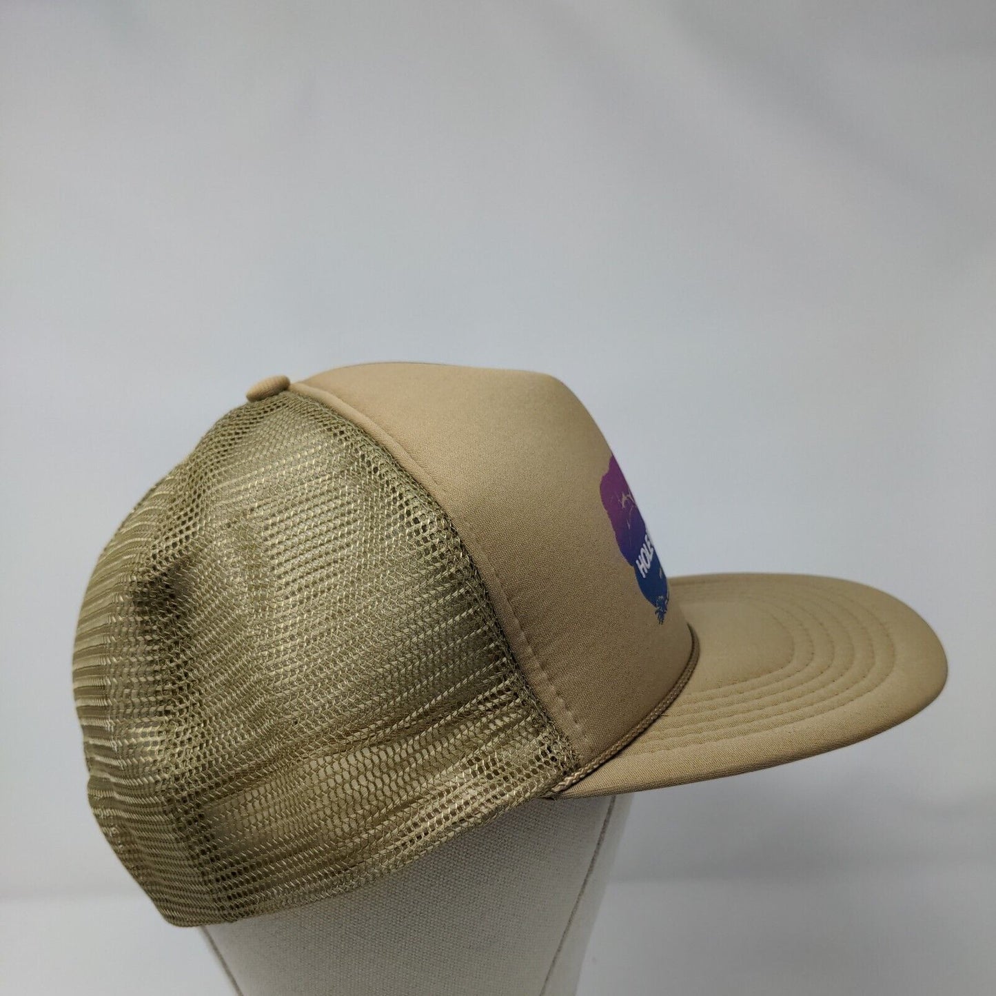 Hole N" The Rock Snapback Rope Trucker Hat Tan OSFA Solid Mesh Back