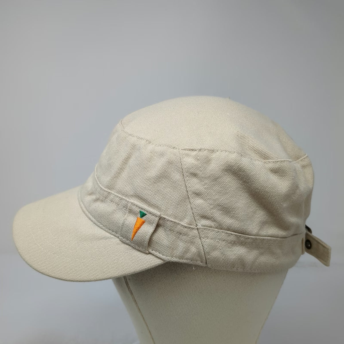 Kerrits Army Cap Beige One Size Cotton Buckle Strapback Cadet Carrot Logo Hat