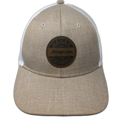 Snap-on Trucker Hat Brown OSFM Mesh Back Snapback Never Compromise Logo Patch