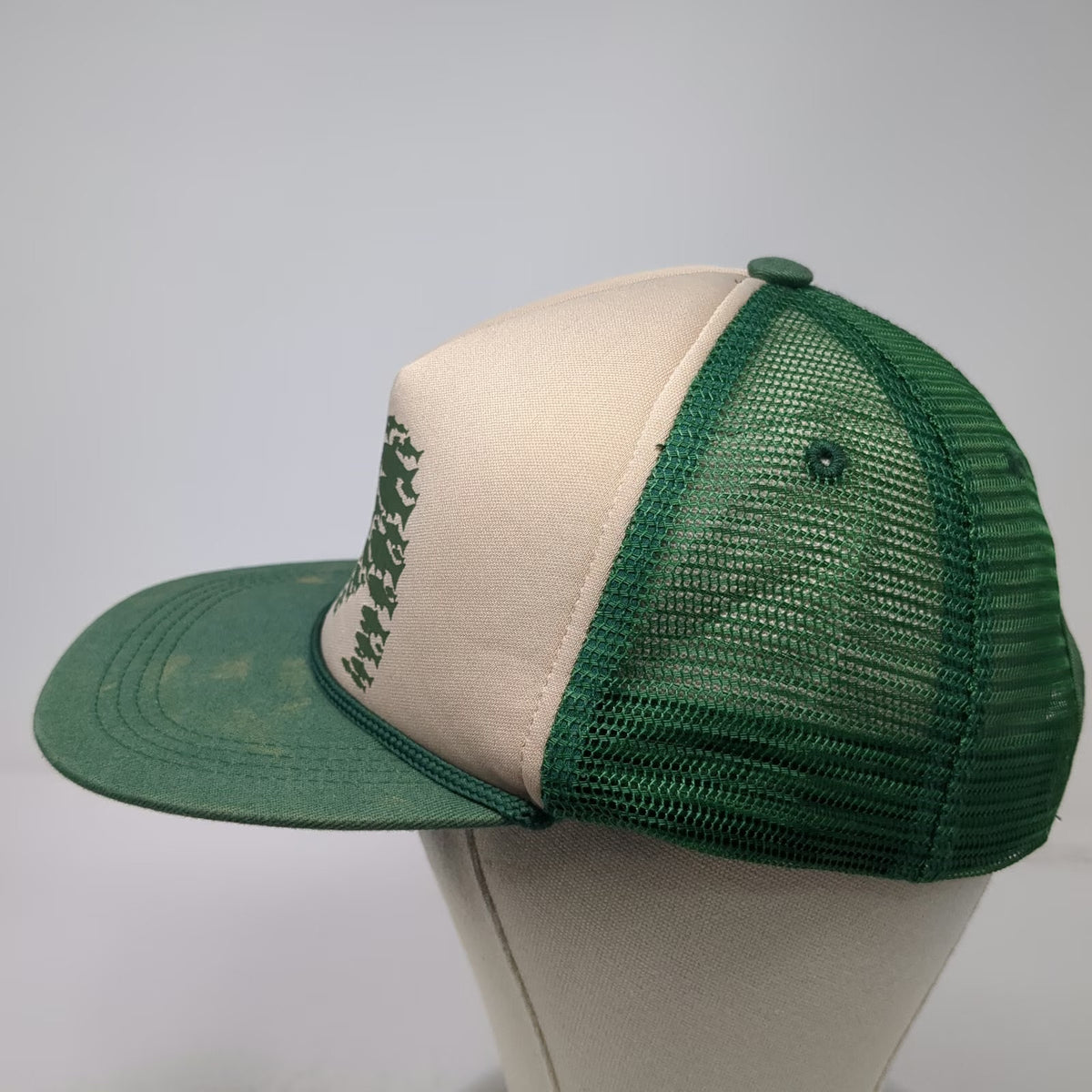 RepYourWater Trucker Hat Green One Size Bear Fish Graphic Mesh Rope Snapback