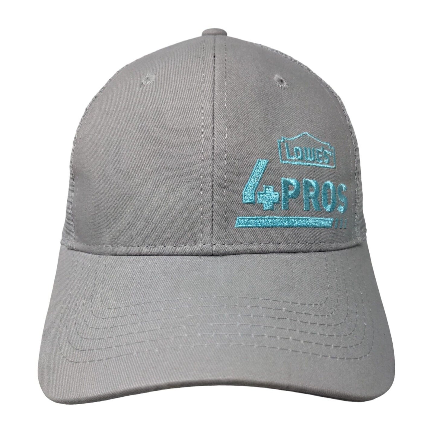 Lowe's 4 Pros Snap Back Trucker Hat Gray One Size Embroidered Mesh Back