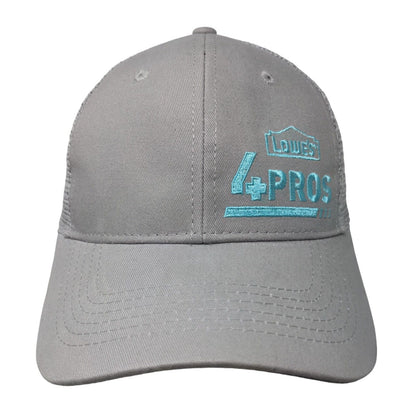 Lowe's 4 Pros Snap Back Trucker Hat Gray One Size Embroidered Mesh Back