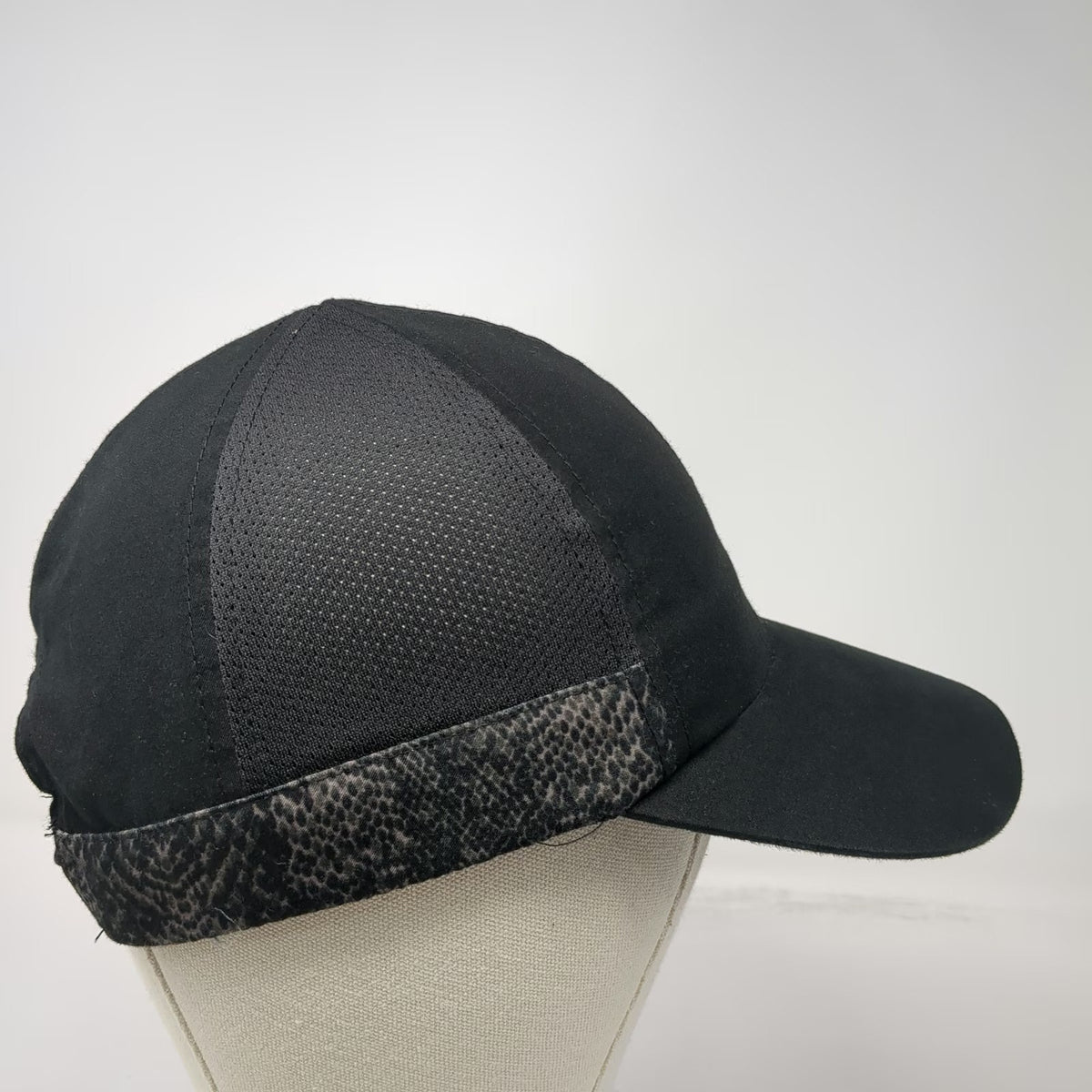 Hind Baseball Cap Black One Size Mesh Side Panels Snakeskin Trim Running Hat