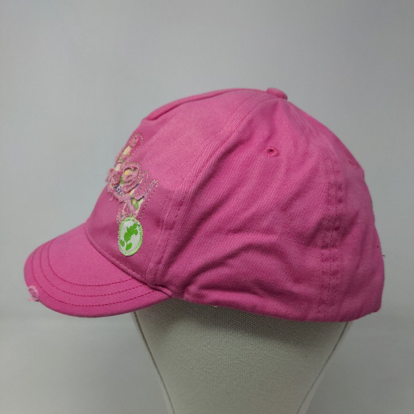 Walt Disney World Girl's Strapback Hat Pink Distressed Mickey Logo Cotton