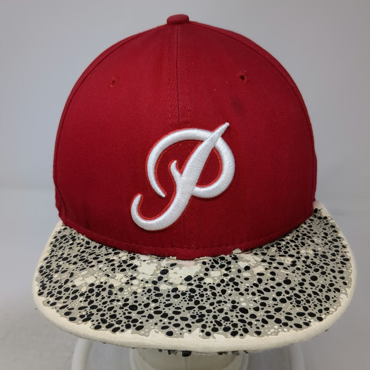 New Era Snapback Hat Red One Size Primitive P Logo Pebble Print Visor 9FIFTY