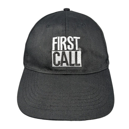 First Call Strapback Hat Black Size 58cm Adjustable Embroidered 6 Panel