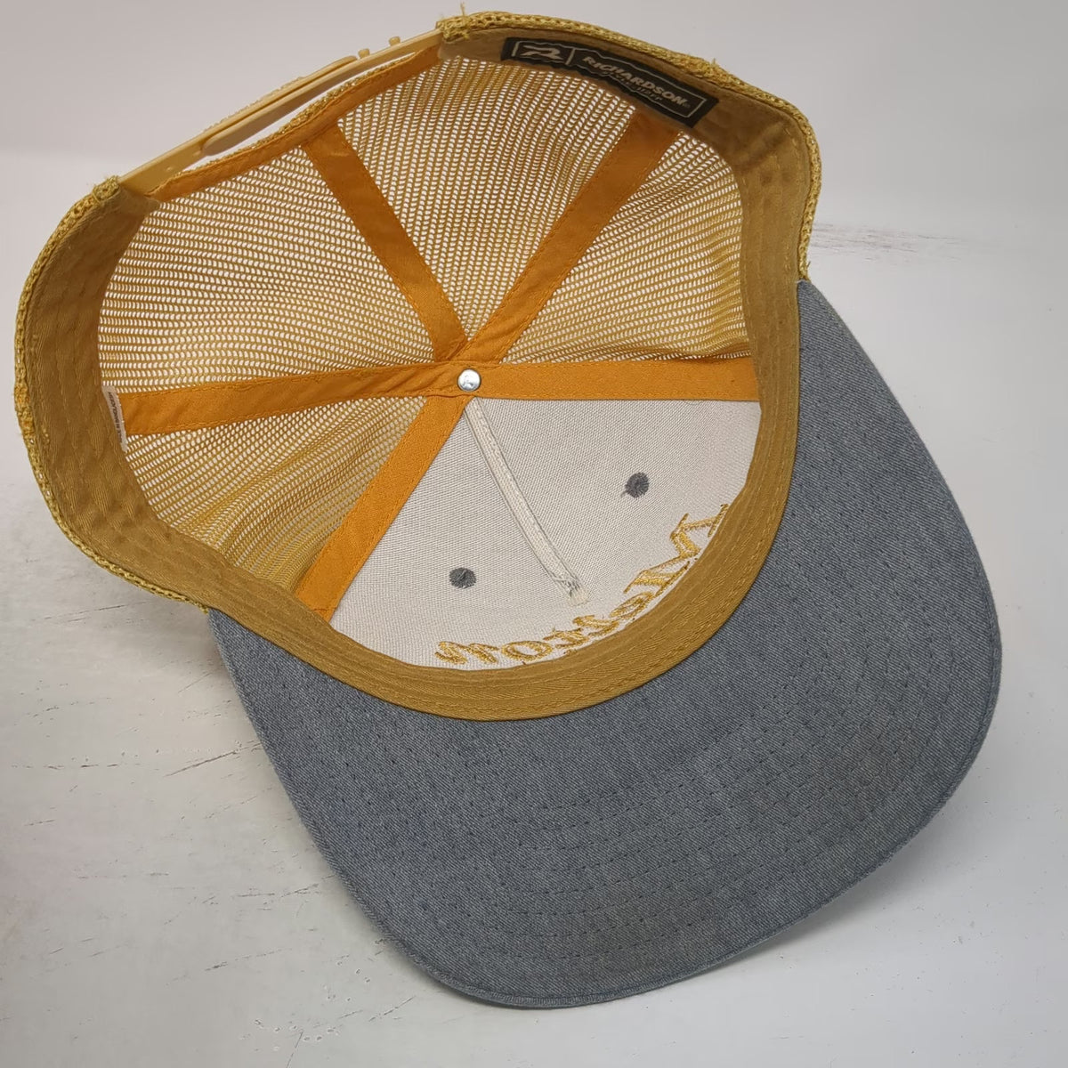 Richardson Trucker Hat Blue Gold One Size Melton Truck Lines Mesh Snapback