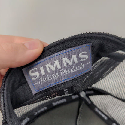 Simms Fishing Snapback Mesh Back Trucker Hat Black OSFM Swordfish Logo