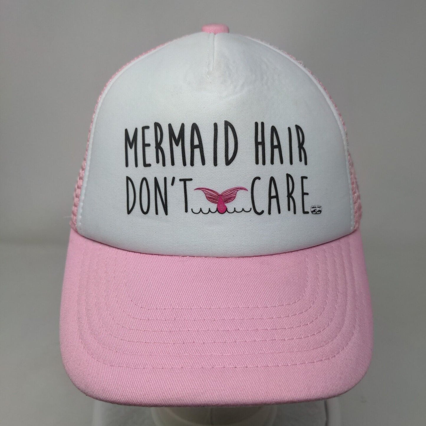 Mermaid Hair Don't Care Snapback Mesh Back Trucker Hat Pink 5-10 Years