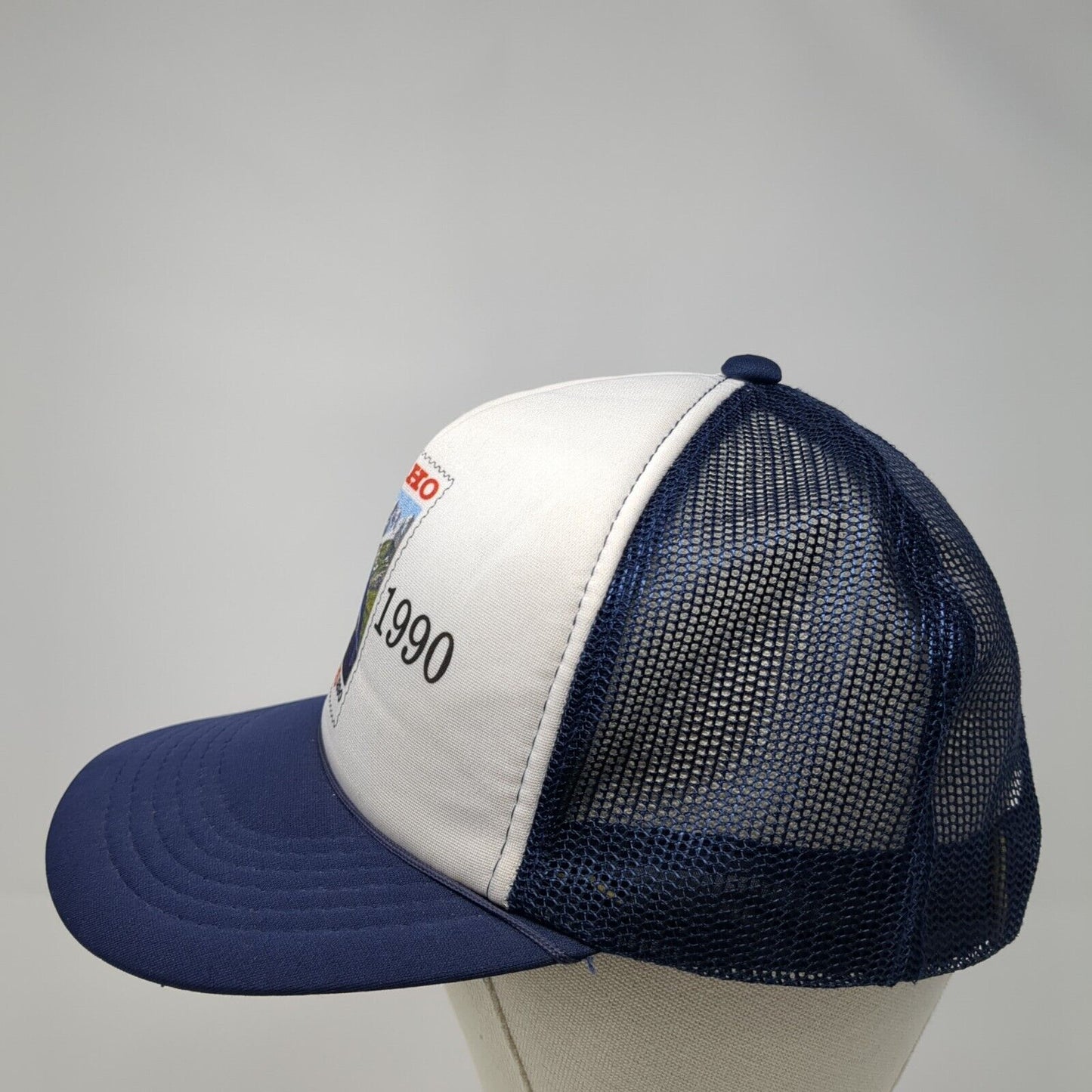 Idaho USA 25 1890-1990 Snapback Trucker Hat Blue One Size Adjustable Mesh Back