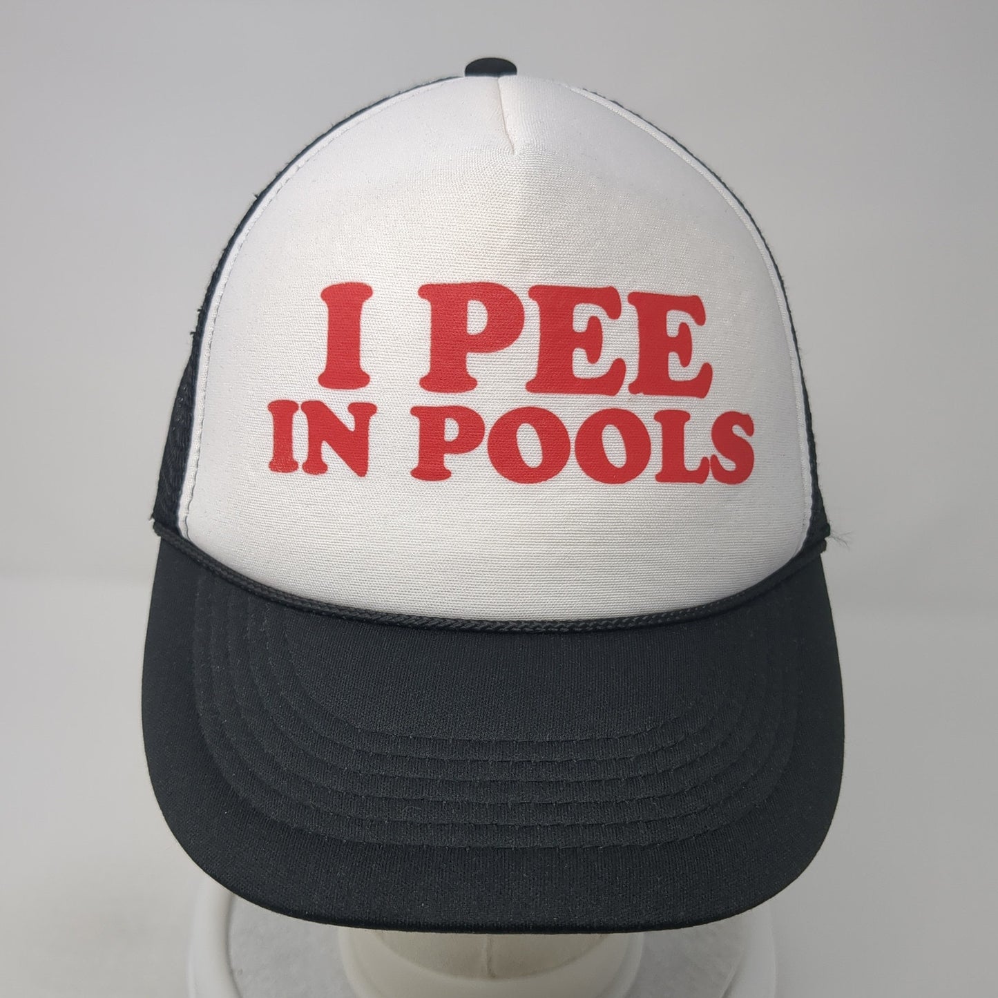 I Pee In Pools Snapback Rope Trucker Hat Black One Size Mesh Back Cobra