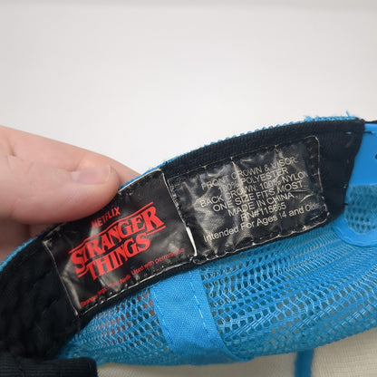 Thinking Cap Snapback Trucker Hat Blue One Size Mesh Back Stranger Things