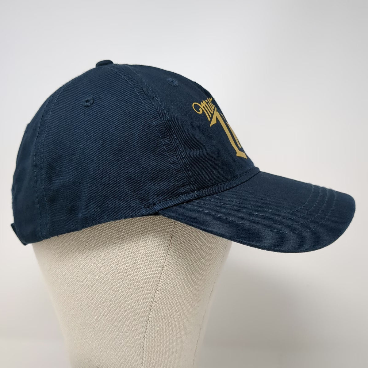 Miller Lite H3 Headwear 5 Panel Blue Hat One Size Gold Logo Strapback Beer Merch