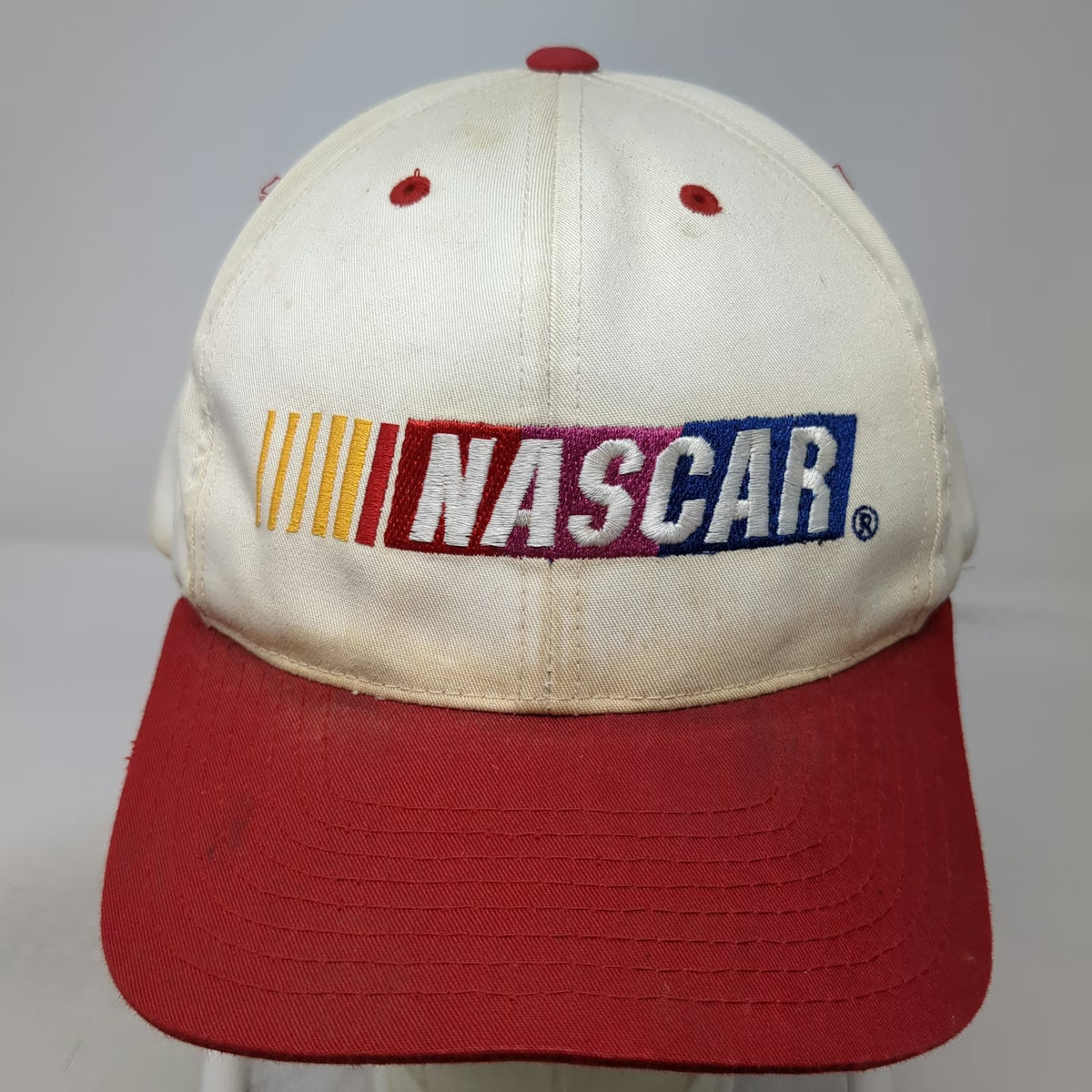 Checkered Flag Sports NASCAR Snapback Hat White Red One Size Embroidered Logo
