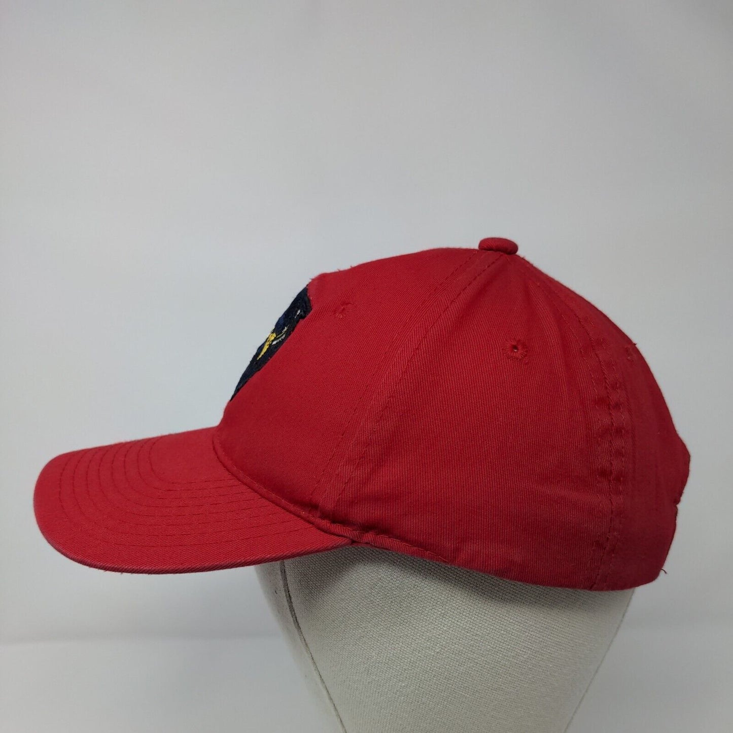 Owl Strapback Hat Red OSFM Adjustable Embroidered Outdoor Cap