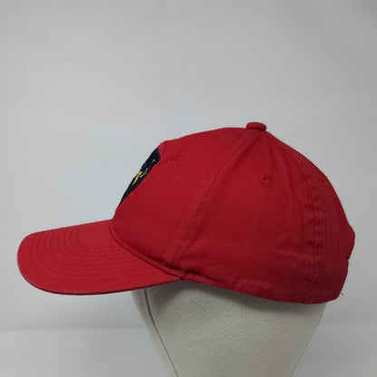 Owl Strapback Hat Red OSFM Adjustable Embroidered Outdoor Cap