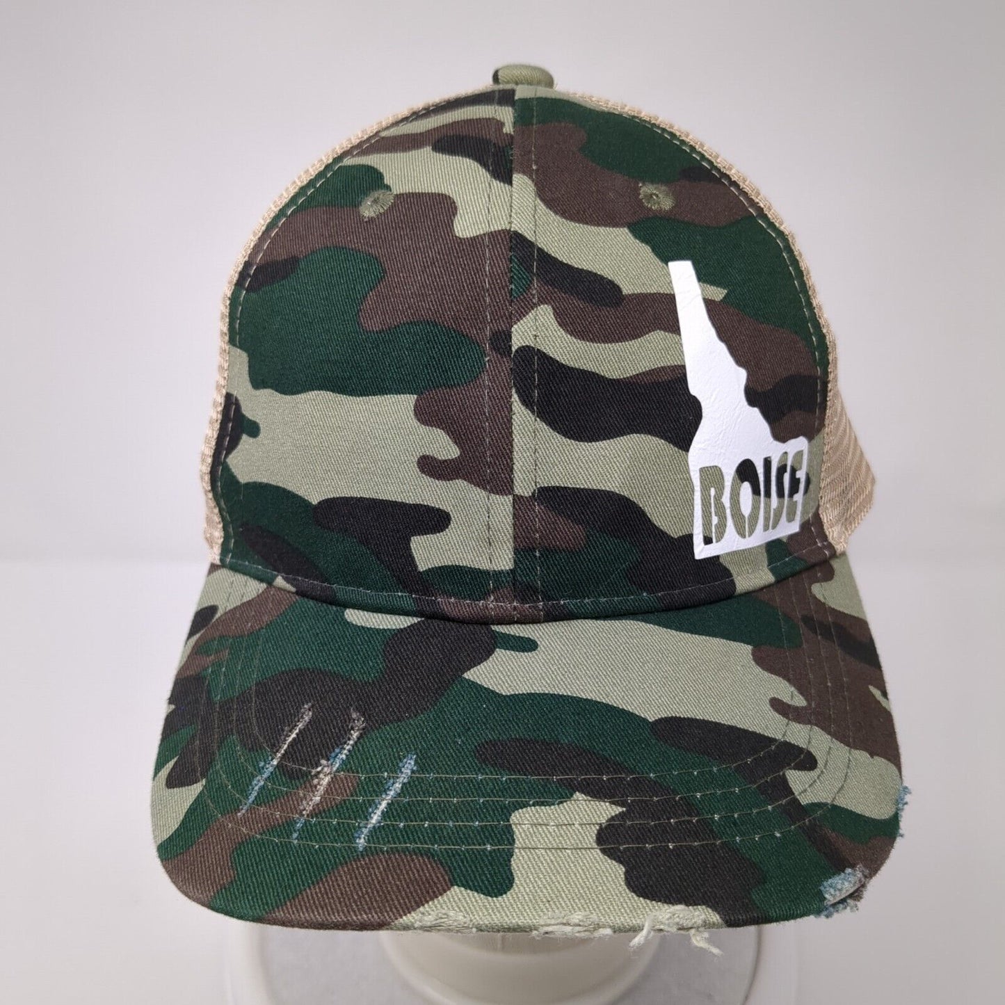 Boise ID Snapback Trucker Hat Camouflage One Size Mesh Back Adjustable