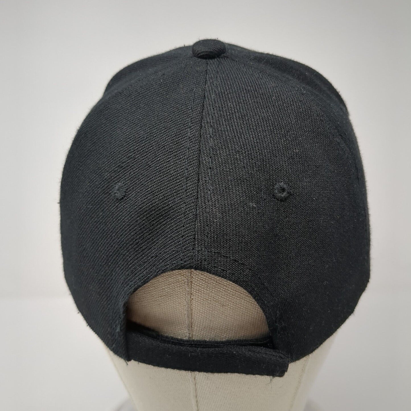 Unbranded Strapback Hat Black One Size Adjustable Vented Holes 6 Panel Blank