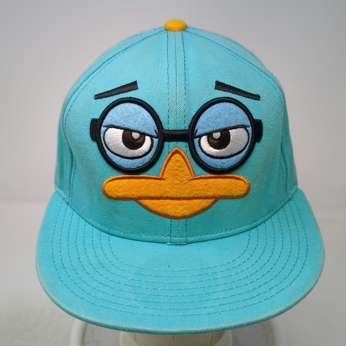 Disney Perry the Platypus Character Face Snapback Blue One Size Hat Flat Brim